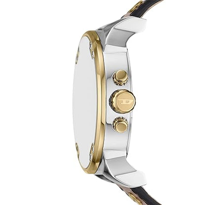 Diesel Leather Analog Silver Dial Men's Watch-Dz7483, Band Color-Brown
